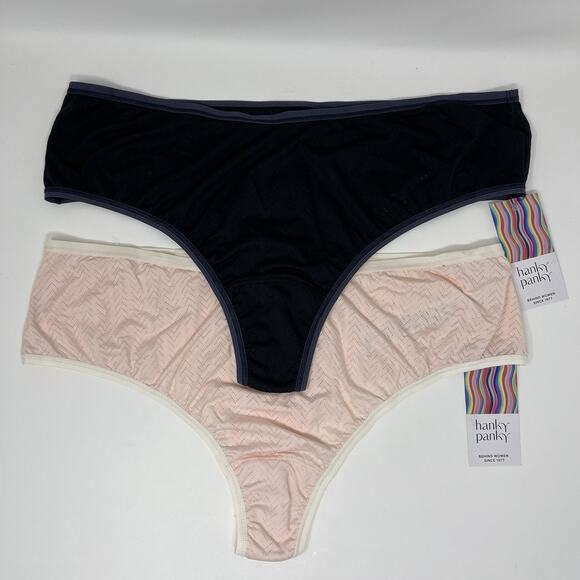 Hanky Panky Thong Panty Womens 2 Pack Size XL Assorted MoveCalm Hi Rise NWT - Picture 1 of 13